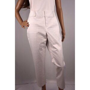Banana Republic Martin Fit Womens Cropped Pants Size 8 White Textured Cotton Ble